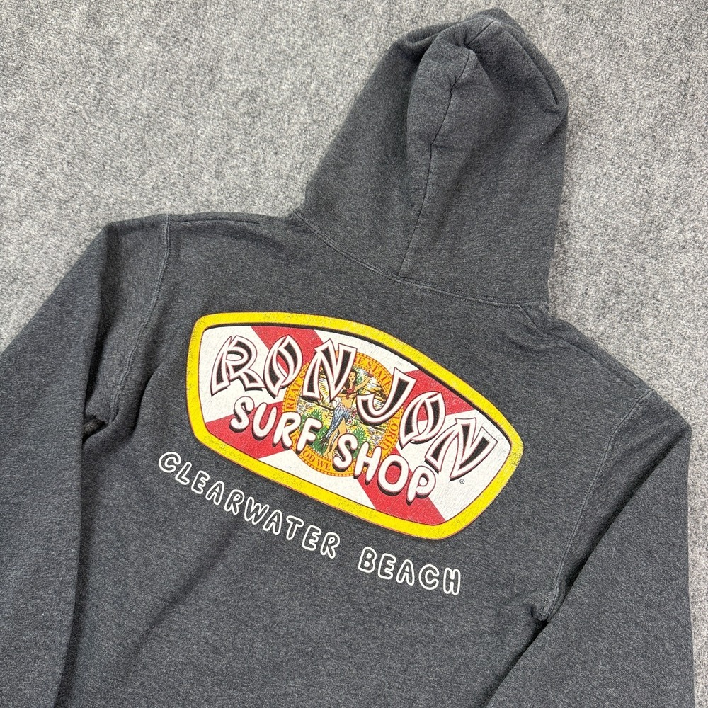 Ron Jon Surf Shop Sz‎ Small Pullover Hoodie Unisex Gray Clearwater Beach Graphic